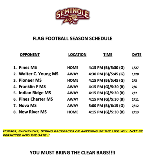 Revised football schedule
